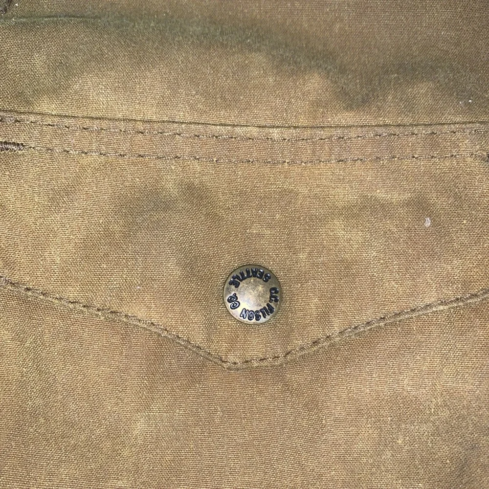 vtg Filson Tin Cloth Upland Game Field Jacket USA Made Size Medium Rear Pocket - Picture 2 of 13